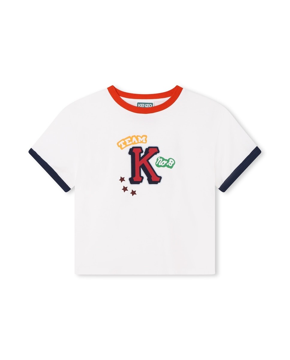 

Белая хлопковая футболка для мальчика Kenzo, белый