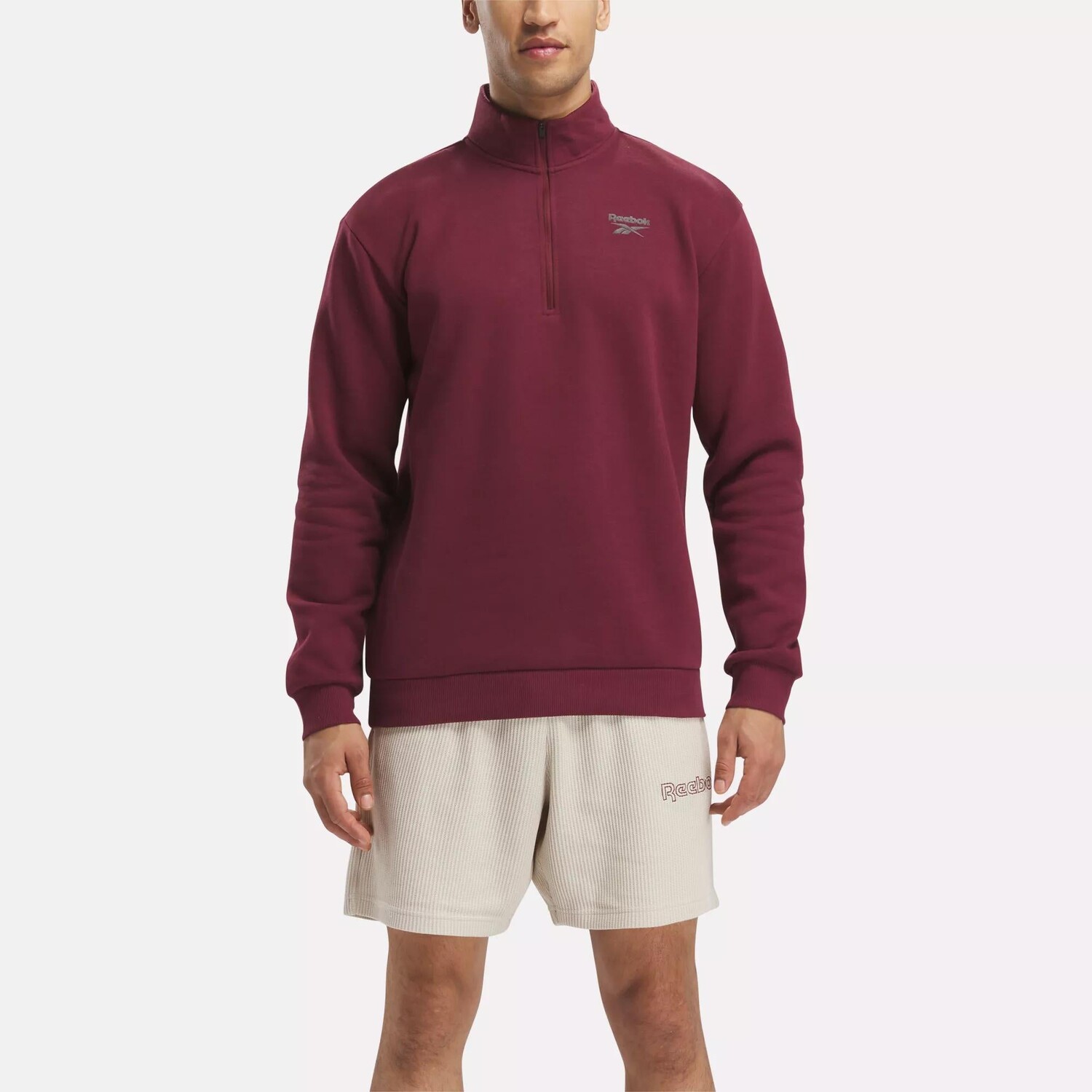 

Толстовка Reebok Identity с молнией до четверти слева на груди, цвет Classic Maroon