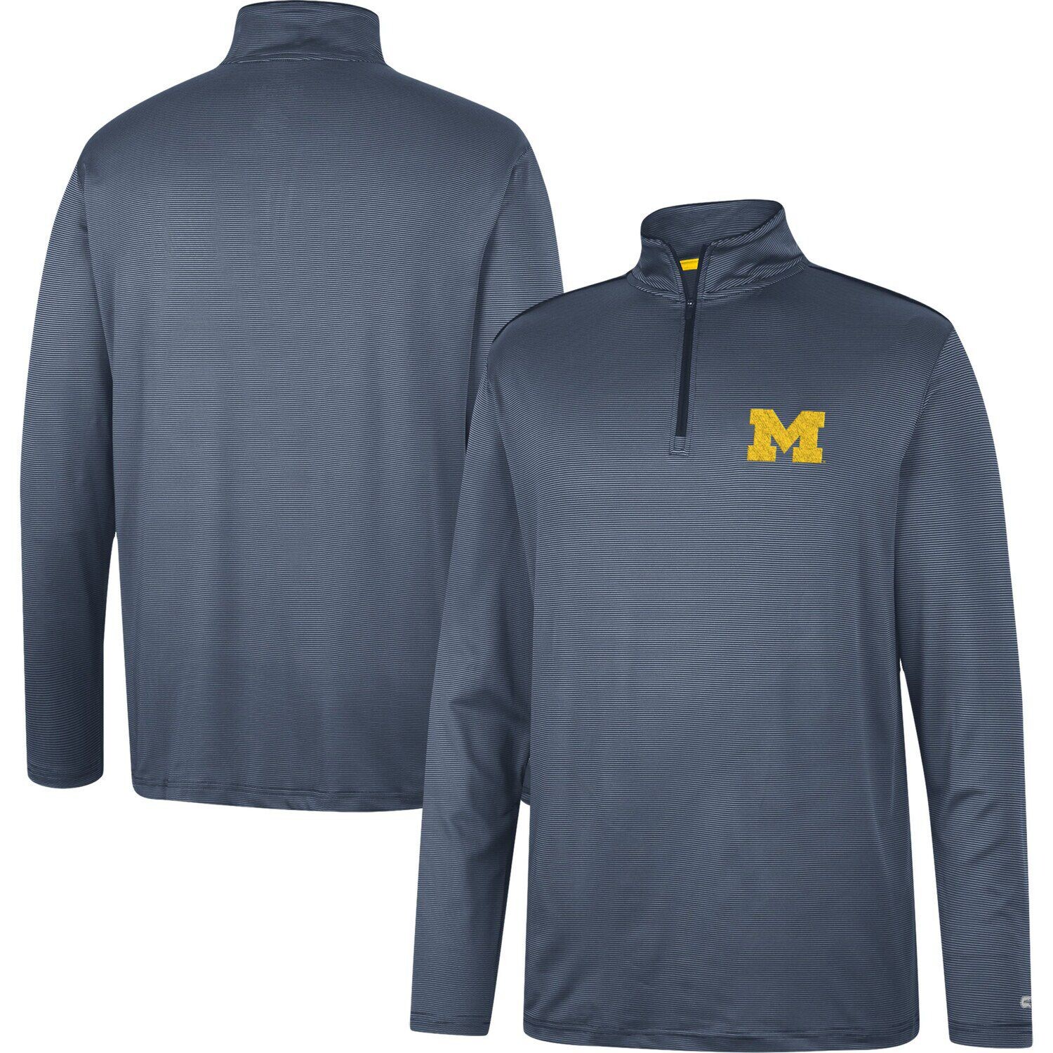 

Мужская темно-синяя ветровка с молнией четверть и логотипом Michigan Wolverines Colosseum, Синий