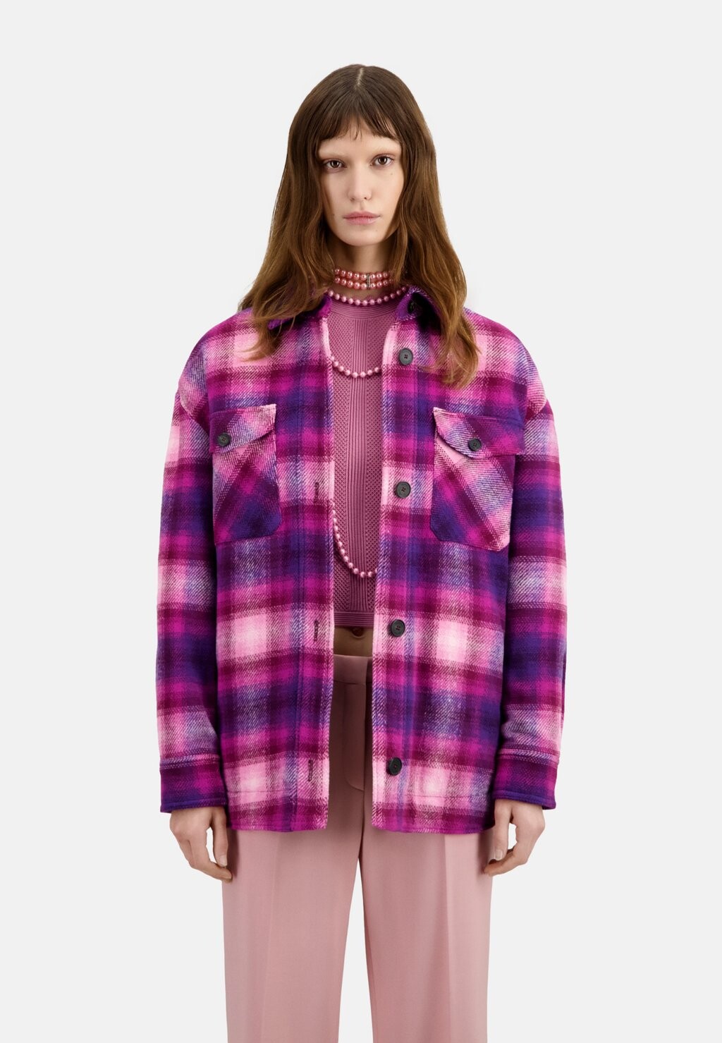 

Куртка межсезонная Checked Style The Kooples, цвет baby pink cassis