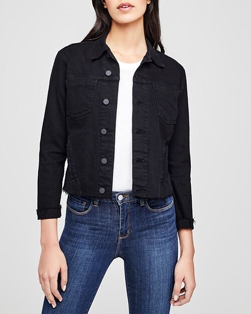 

Джинсовая куртка Janelle Raw-Edge L'AGENCE, цвет Saturated Black