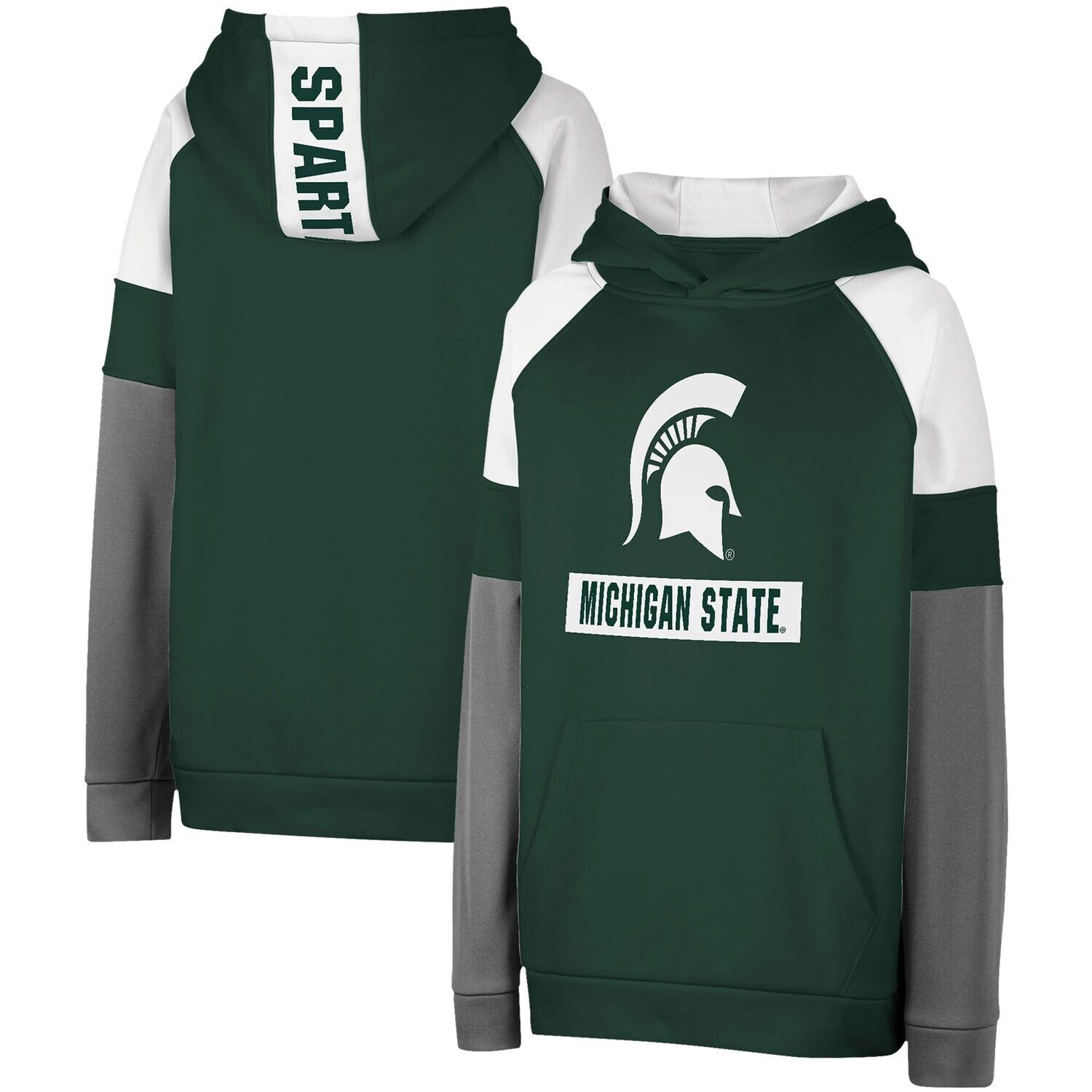 

Зеленый пуловер с капюшоном Youth Colosseum Michigan State Spartans с цветными блоками Colosseum