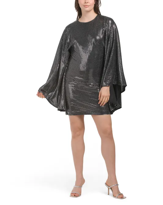 

Мини-платье с металлизированными рукавами-накидкой One33 Social, цвет Silver