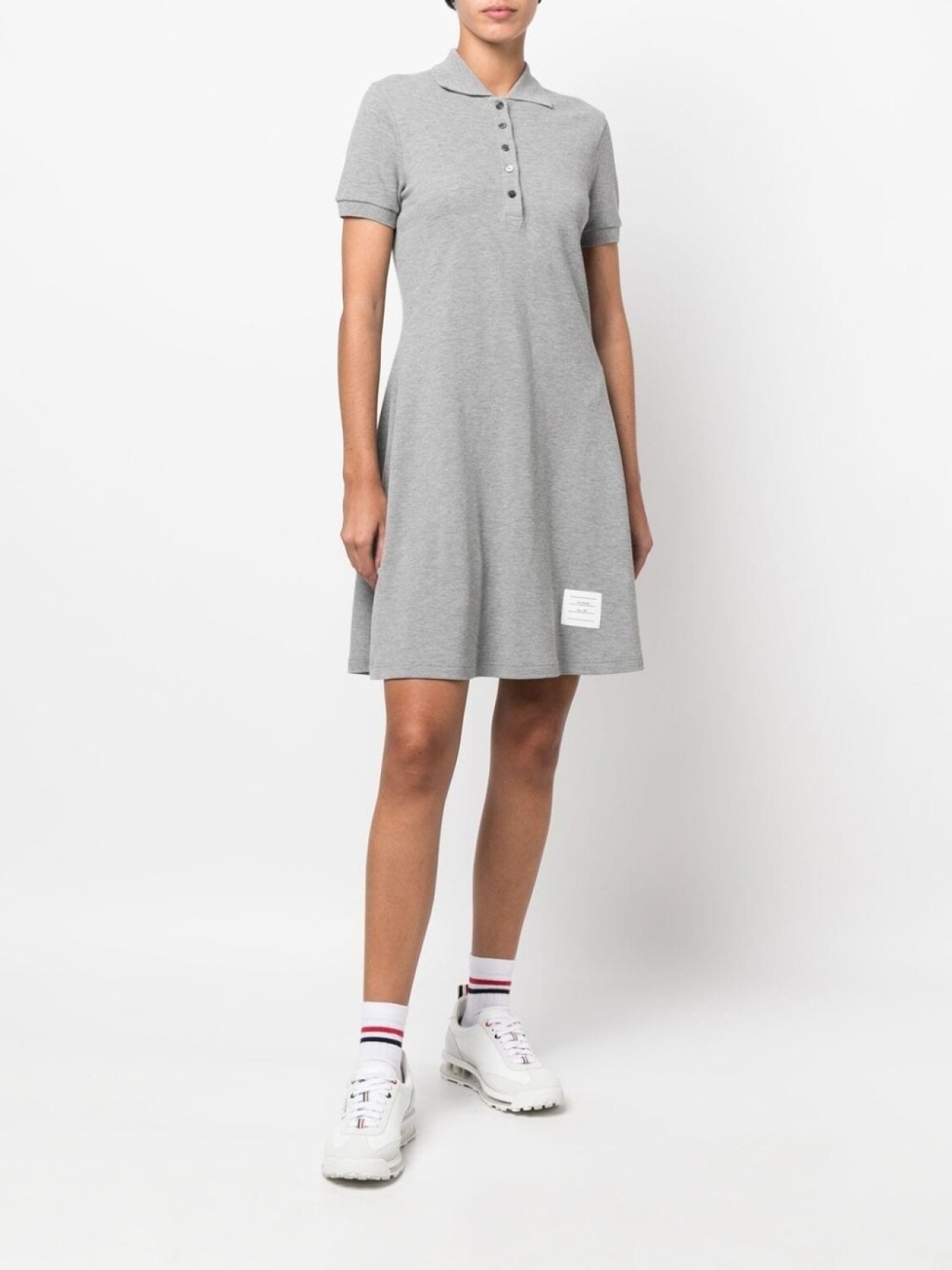 

Thom Browne расклешенное платье из ткани пике, серый