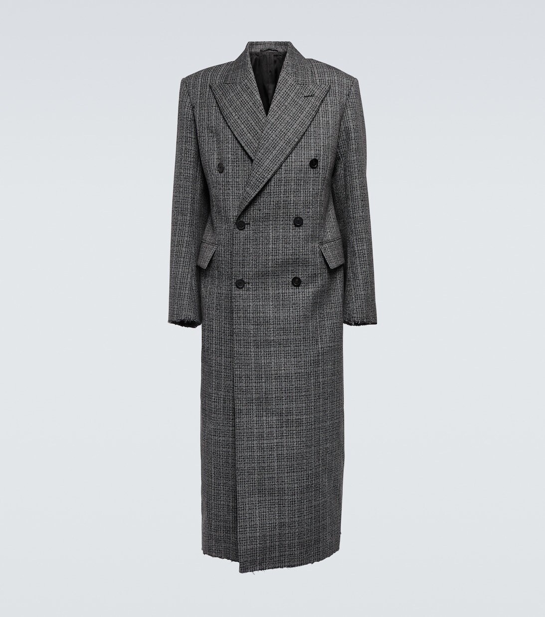 

Двубортное шерстяное пальто Raw Cut Balenciaga, серый