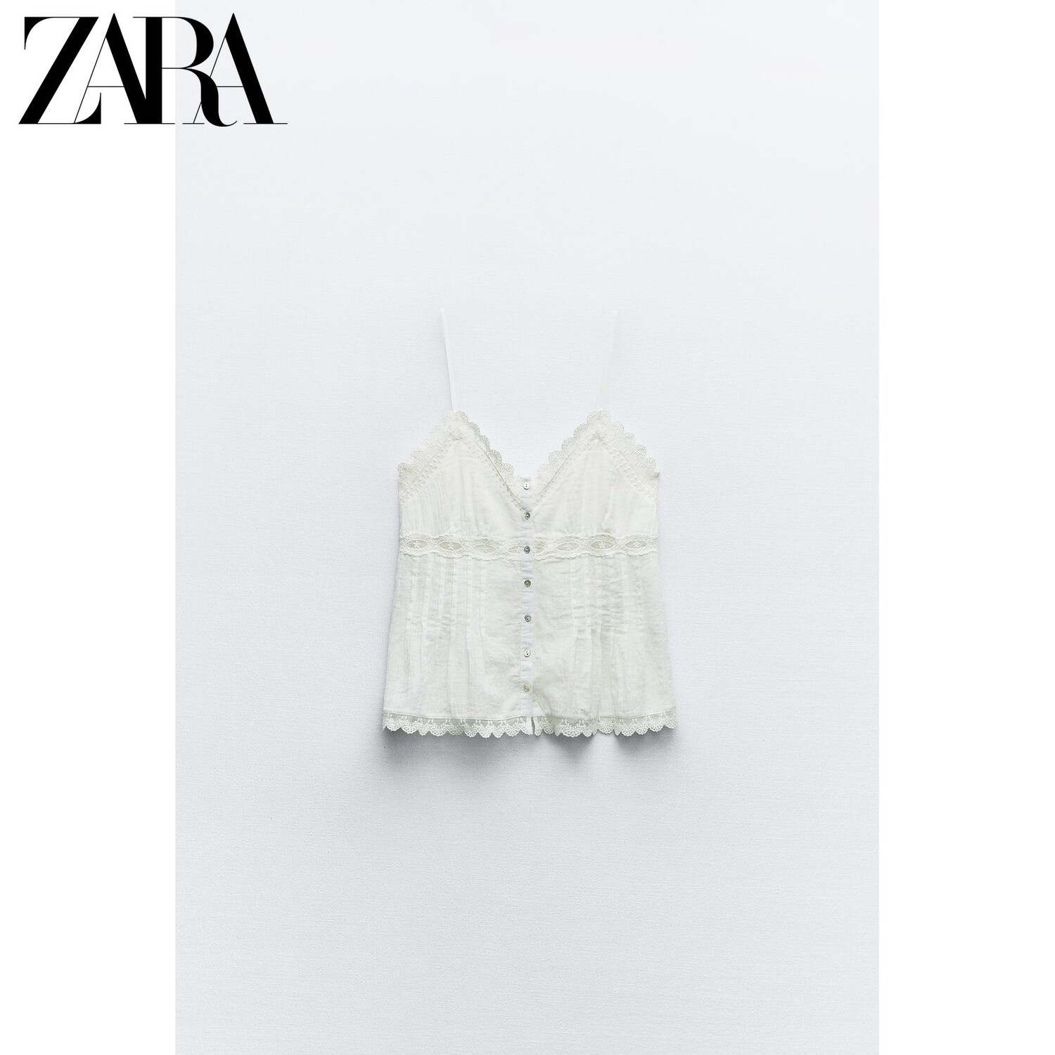 

Топ женский Zara TRF с v-образным вырезом и вышивкой, белый