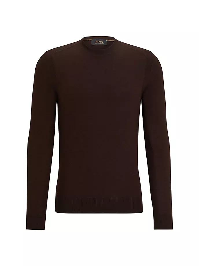 

Свитер обычного кроя из шерсти, шелка и кашемира Boss, цвет dark brown