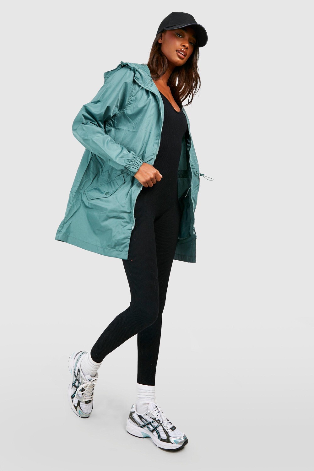 

Mac с капюшоном Synch Waist boohoo, зеленый