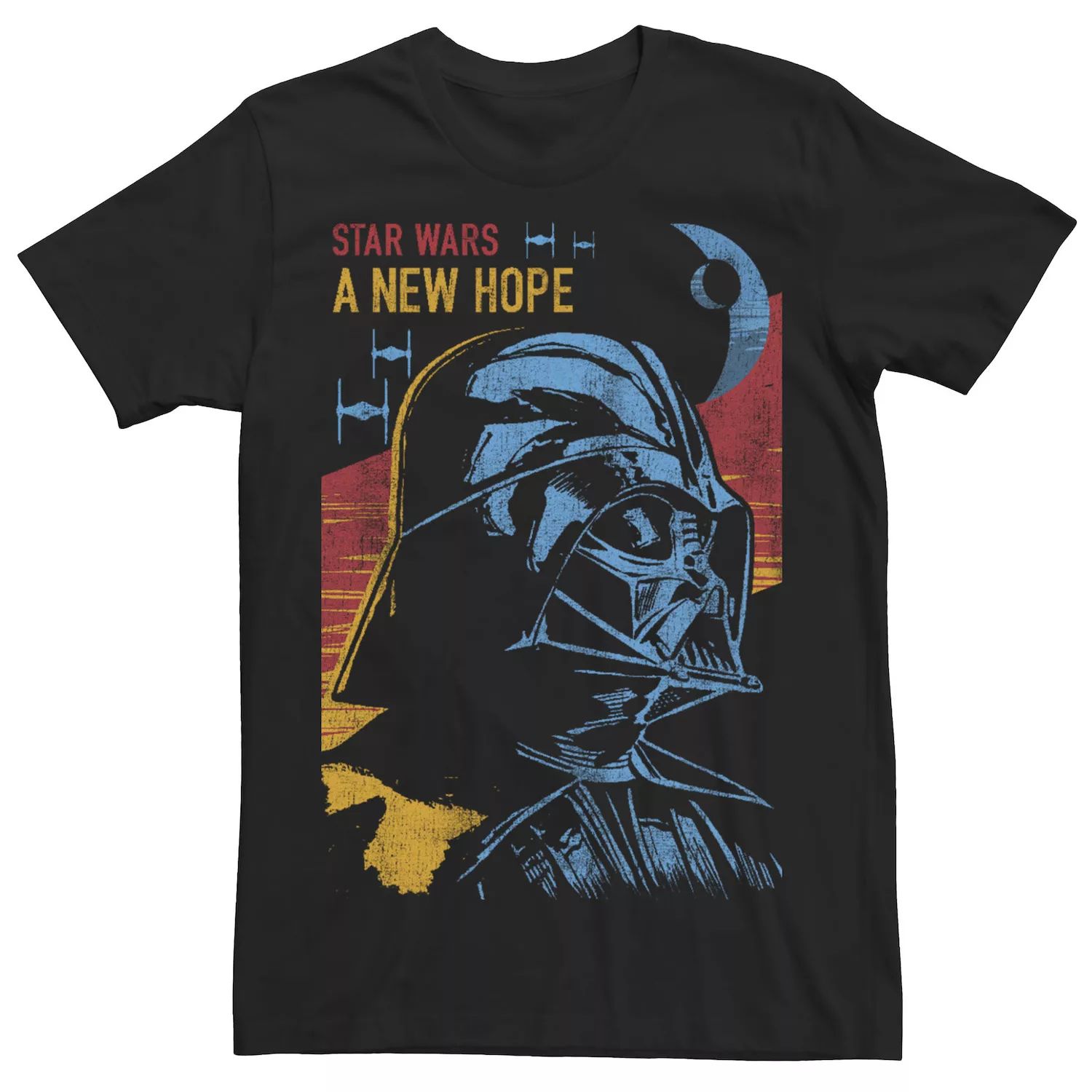 Мужская футболка «Звездные войны: Дарт Вейдер» смотрит на новую футболку «Надежда» Star Wars, черный