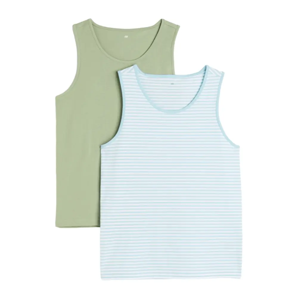 

Майка H&M 2-pack Regular Fit, зеленый/голубой
