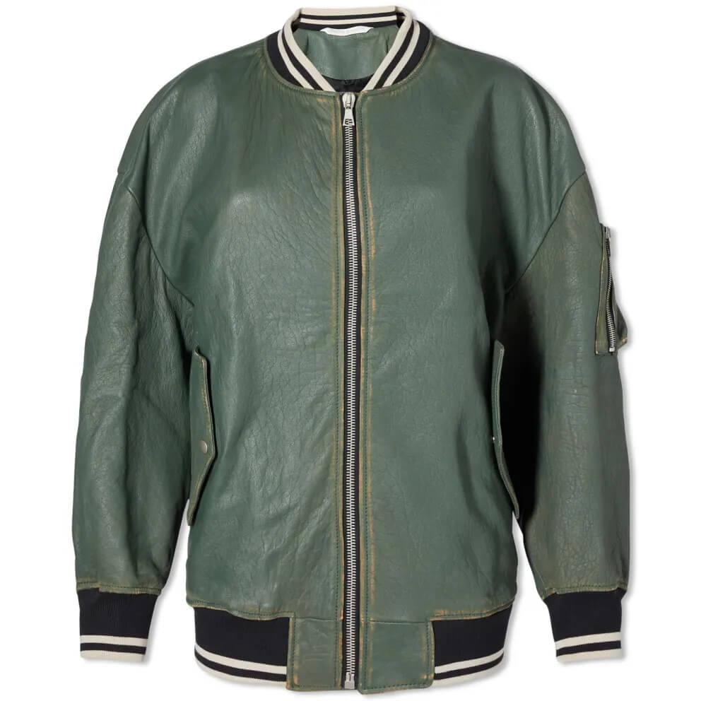

Куртка-бомбер Palm Angels Sunset Leather, зеленый