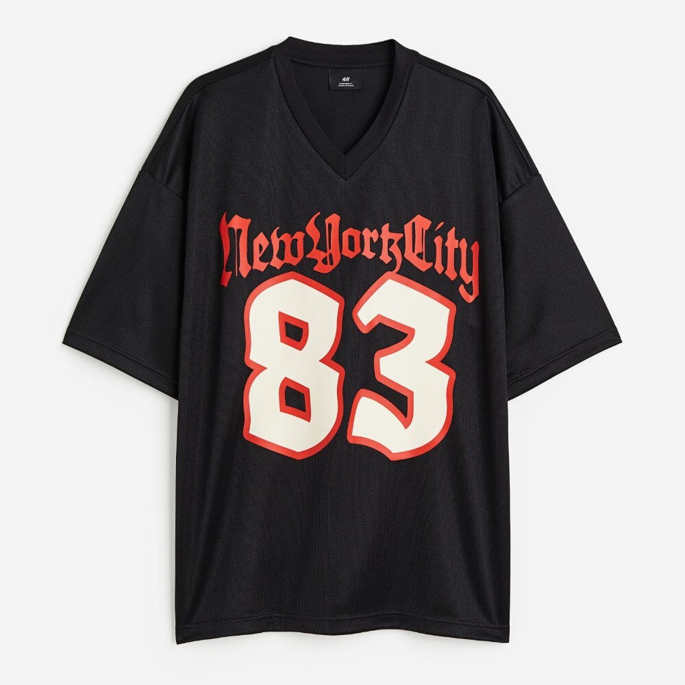 

Футболка H&M Oversized Fit Printed Mesh New York City 83, черный