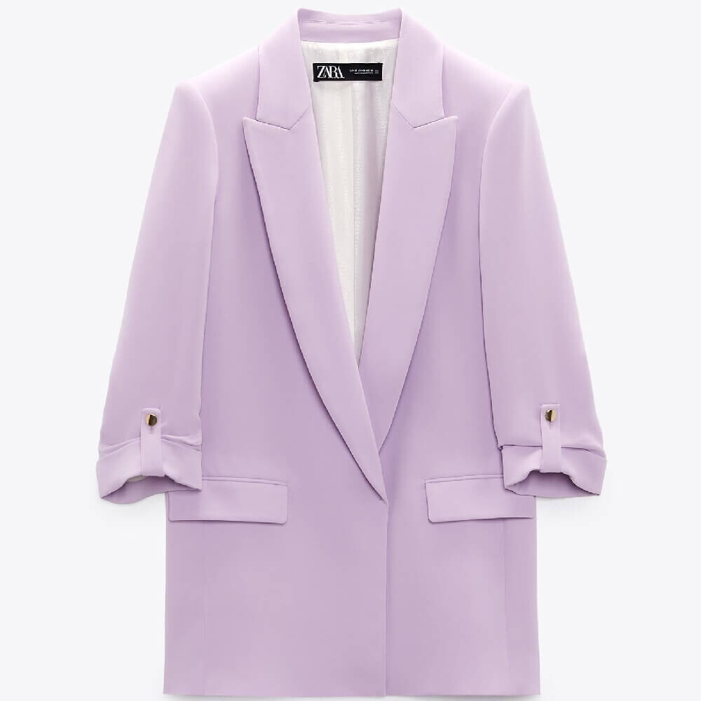 

Блейзер Zara Rolled-up Sleeves, фиолетовый