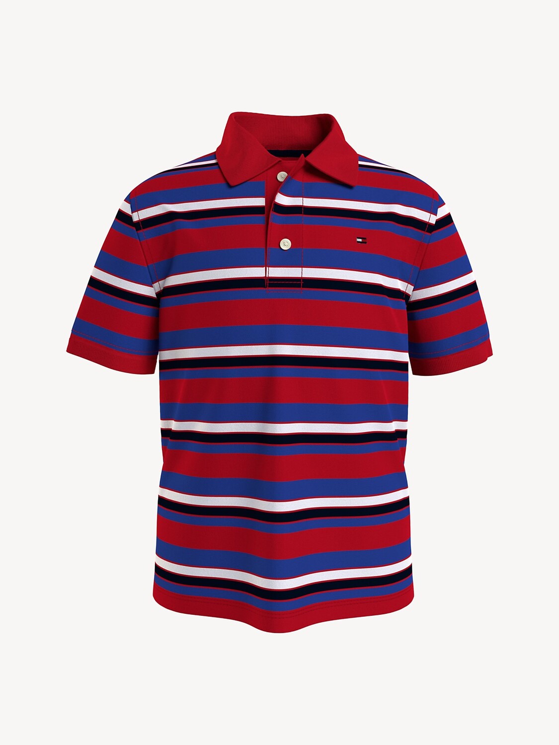 

Детское поло с полосой с флагом Tommy Hilfiger, румяна красные мульти