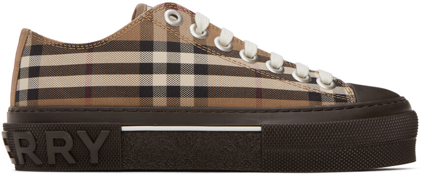 

Коричневые кроссовки в винтажную клетку Burberry