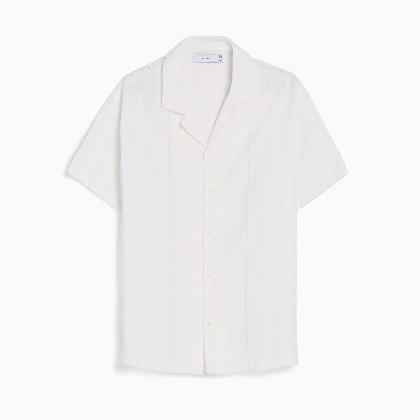 

Рубашка Bershka Relaxed Fit Short Sleeve With Swiss Embroidery, белый