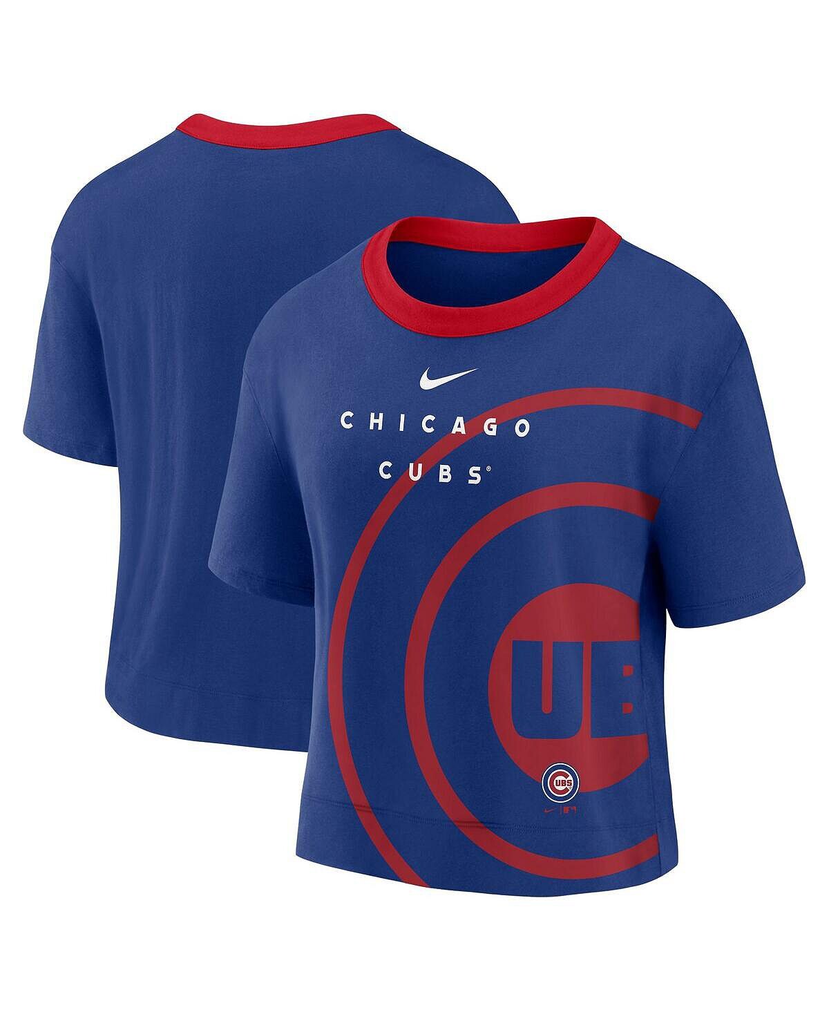 

Женская футболка royal и red chicago cubs team, первая футболка свободного кроя с высоким бедром Nike, мульти, Синий