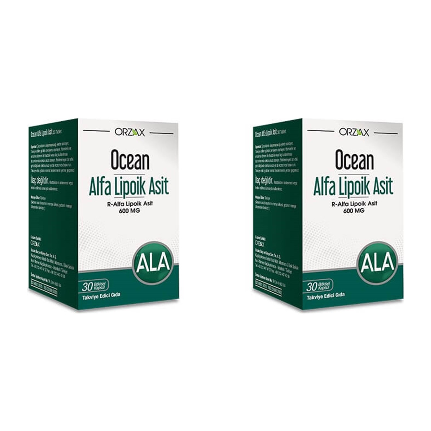Альфа-липоевая кислота Orzax 600 мг, 2 упаковки по 30 капсул биологически активная добавка к пище alpha lipoic acid 60 капсул х 60 мг