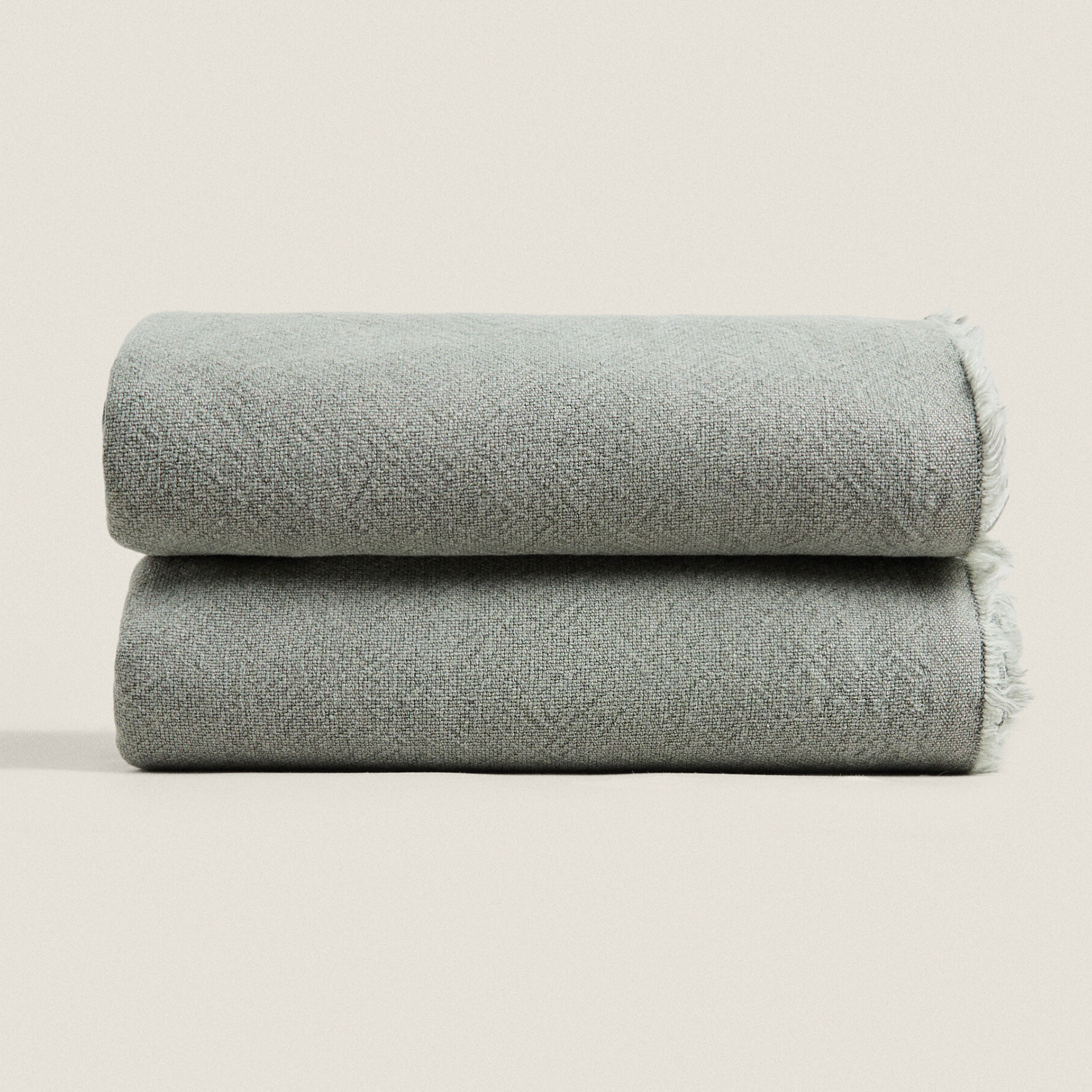 Плед Zara Home Cotton Multi-purpose, серо-зеленый фото