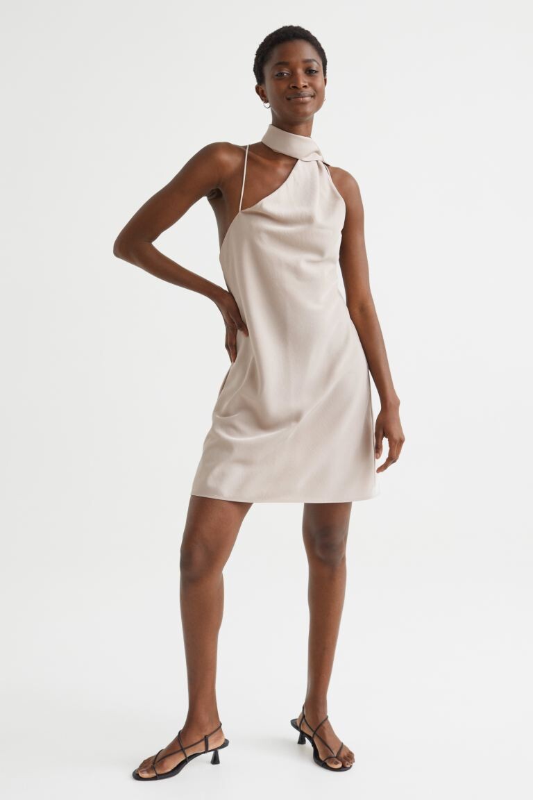 

Короткое платье на бретелях H&M, светло-серый бежевый