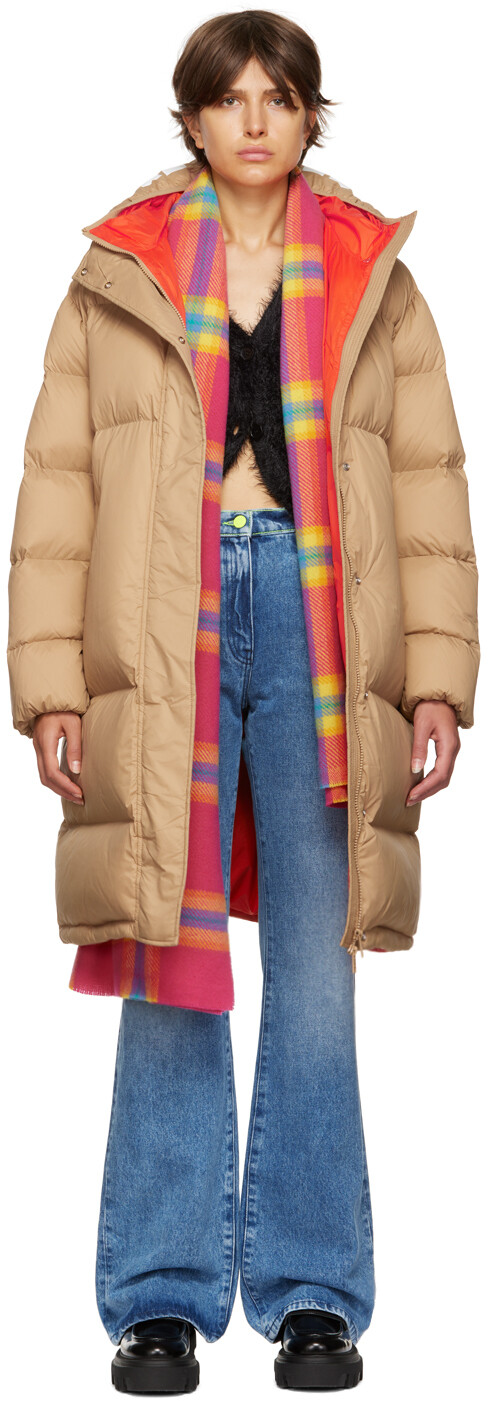 

Бежевое свободное пуховое пальто MSGM, Бежевый