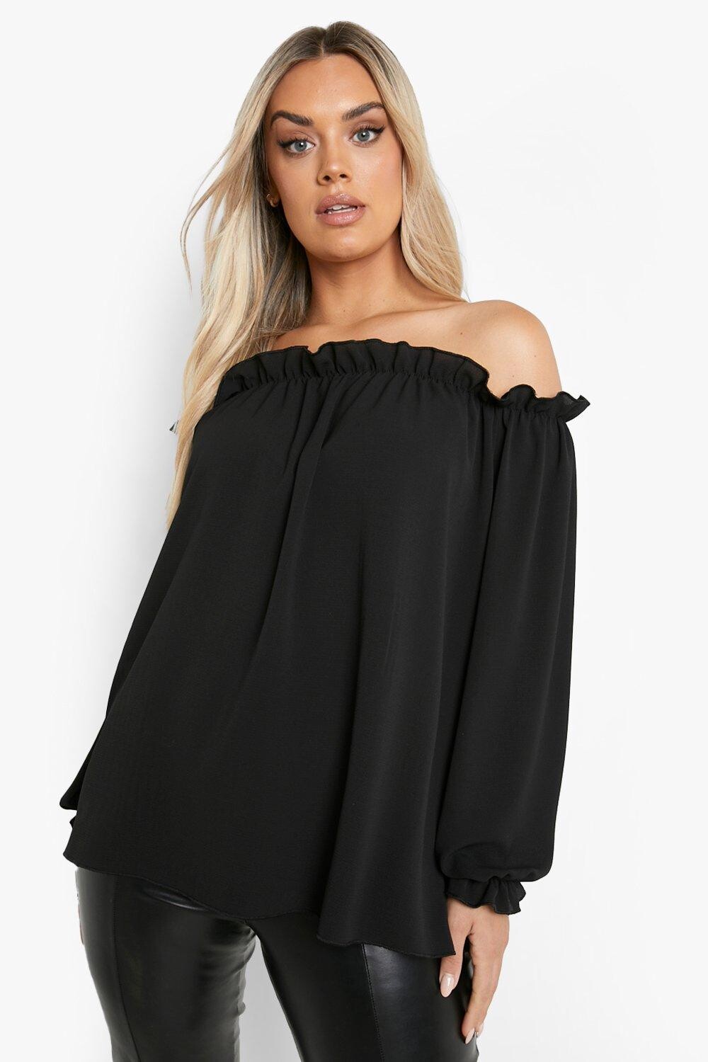 

Топ с олбами на плечах Boohoo, черный