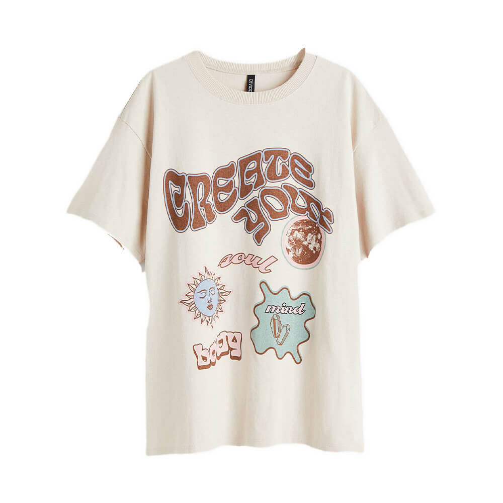 

Футболка H&M Printed Create You, кремовый