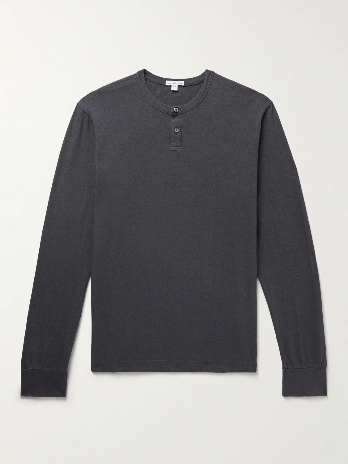 

Футболка Henley из смеси хлопка и льна JAMES PERSE, серый