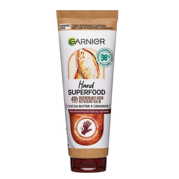 цена Garnier Крем для рук Hand Superfood Cocoa регенерирующий с маслом какао и керамидами 75мл