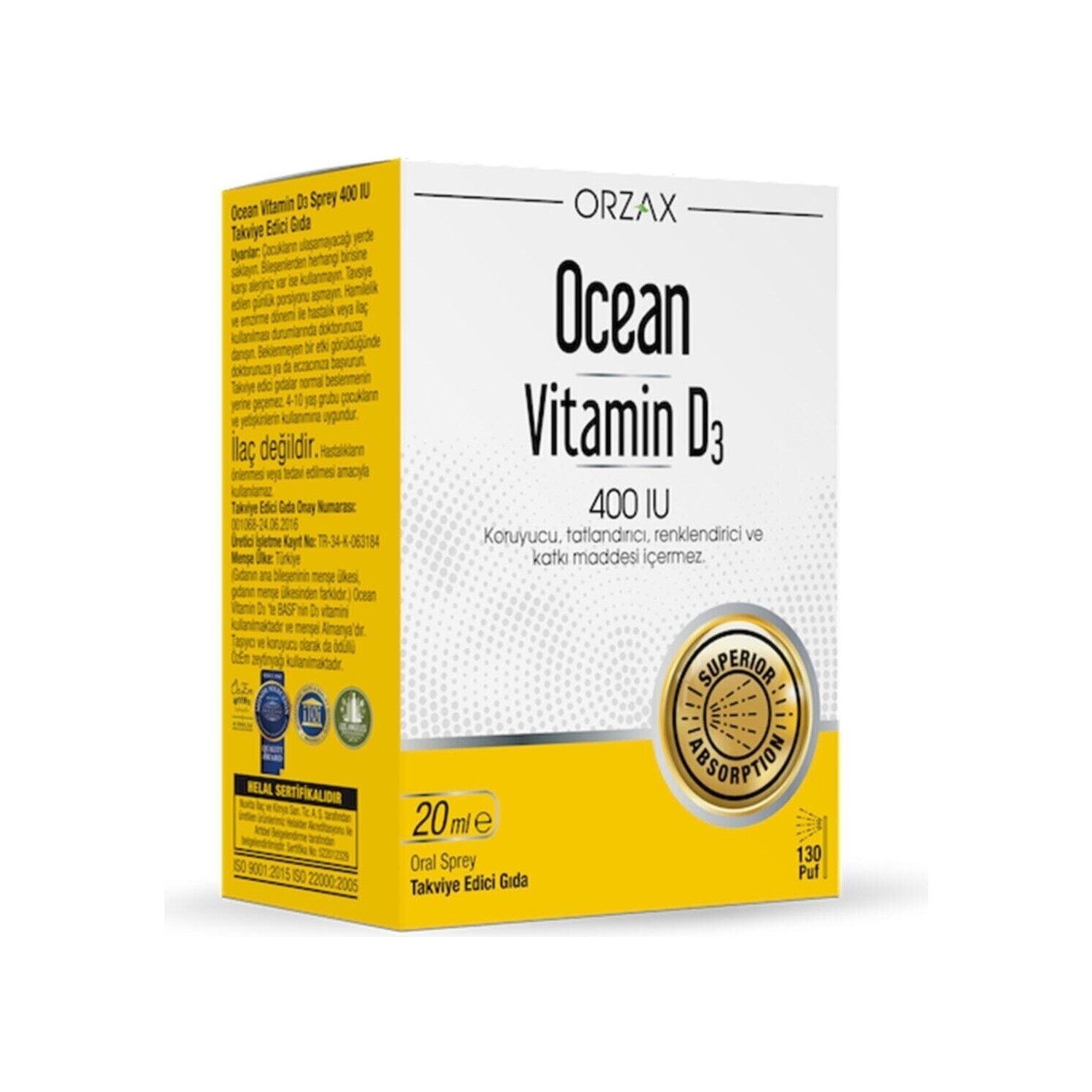 Спрей витамин D3 Ocean 400 ME, 20 мл ddrops baby 400 ме капли витамина d3 90 штук 3 шт в упаковке