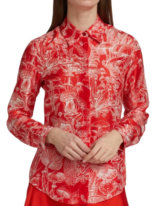

Рубашка Fungi Forest Stella Mccartney из выстиранного шелка, красный