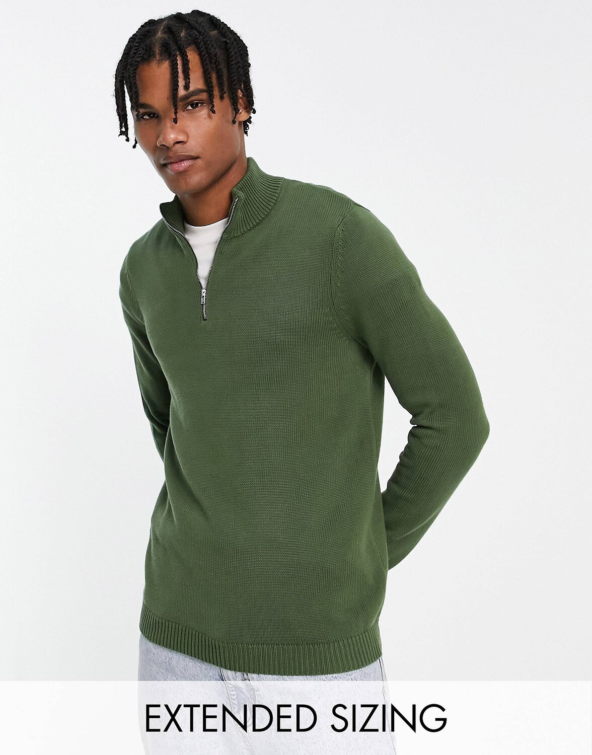 

Хлопковый джемпер средней плотности цвета хаки ASOS DESIGN
