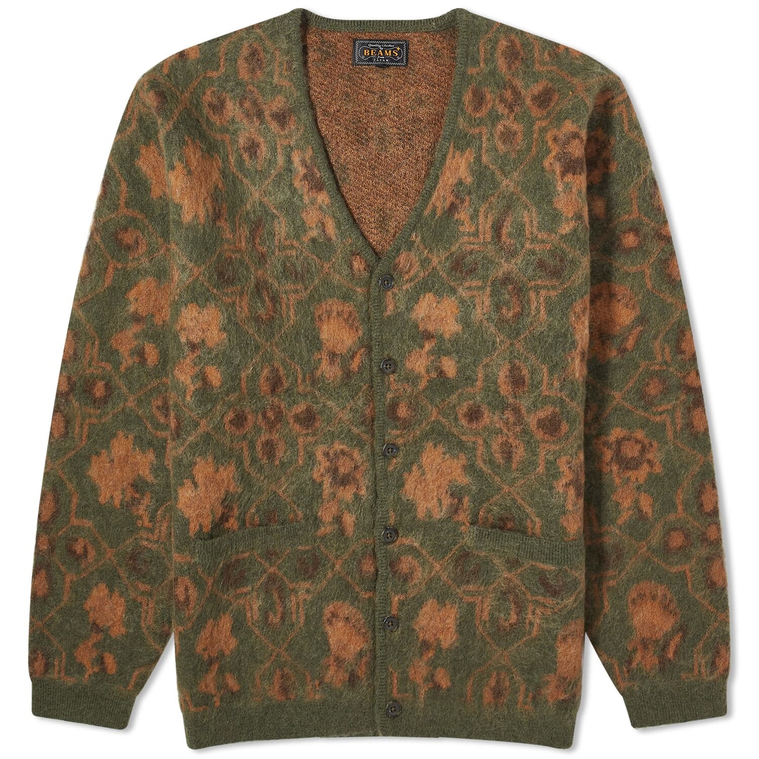 

Кардиган Beams Plus Botanical Pattern, оливковое, Зеленый, Кардиган Beams Plus Botanical Pattern, оливковое