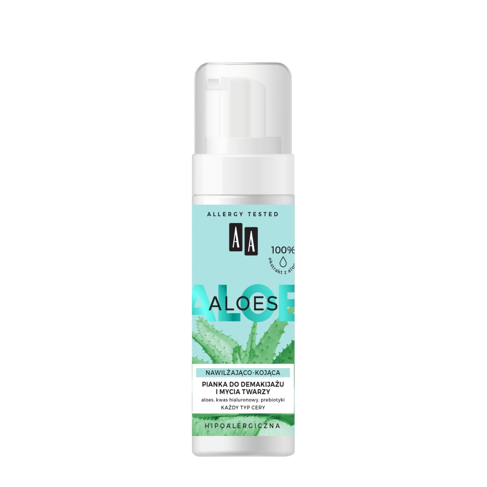AA Aloe 100% Aloe Vera Extract увлажняющая и успокаивающая пенка для снятия макияжа и умывания лица 150мл