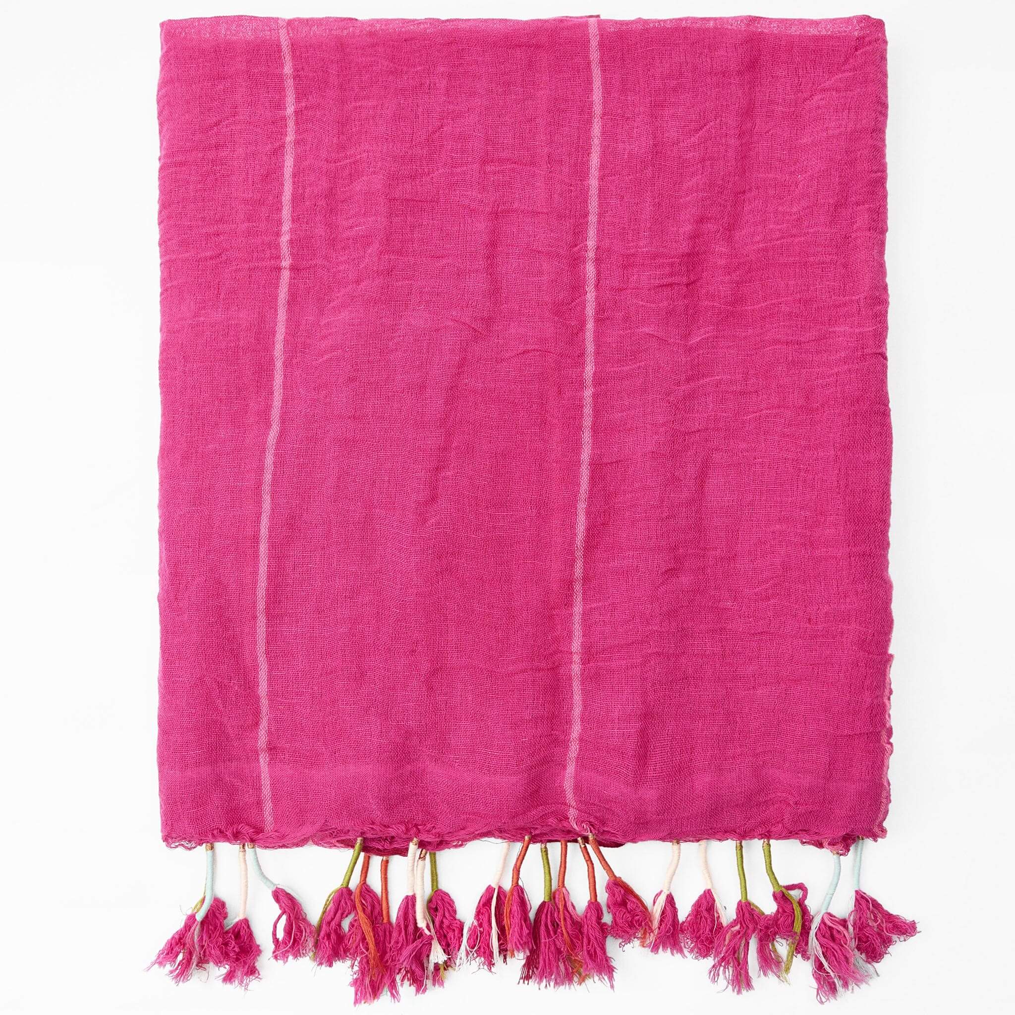 Парео Zara Striped Fringed Linen Blend, ярко-розовый