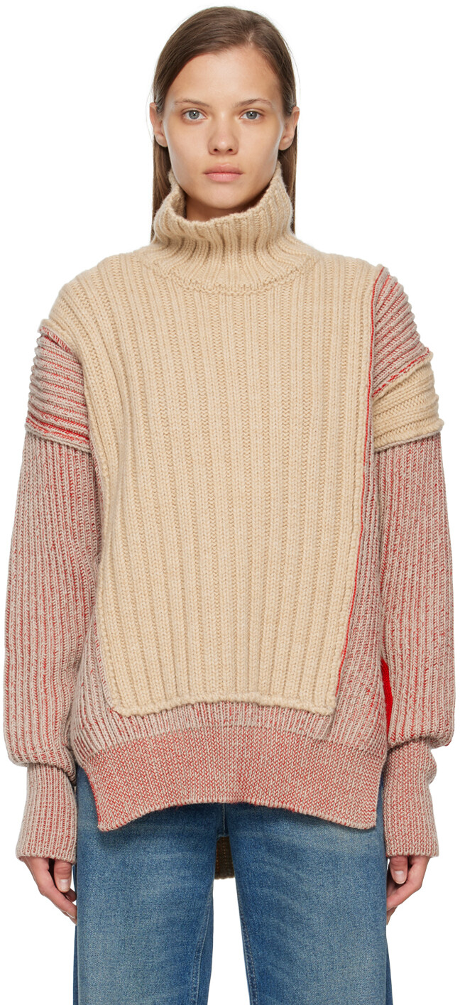 

Бежево-красная водолазка в стиле милитари MM6 Maison Margiela