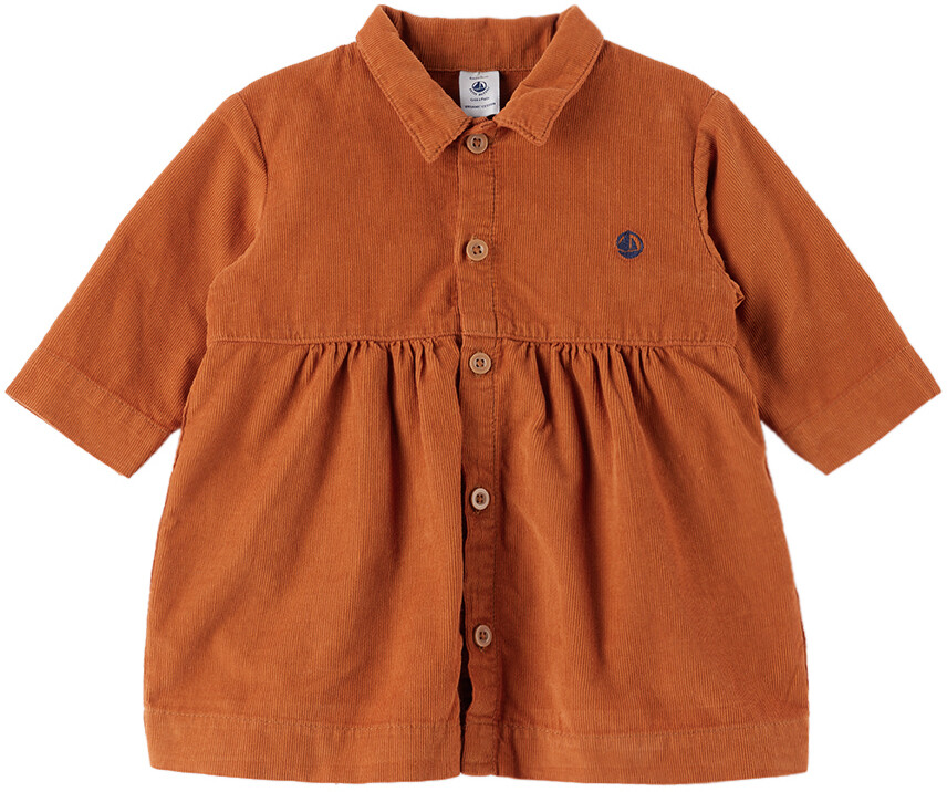 

Детское оранжевое вельветовое платье Petit Bateau