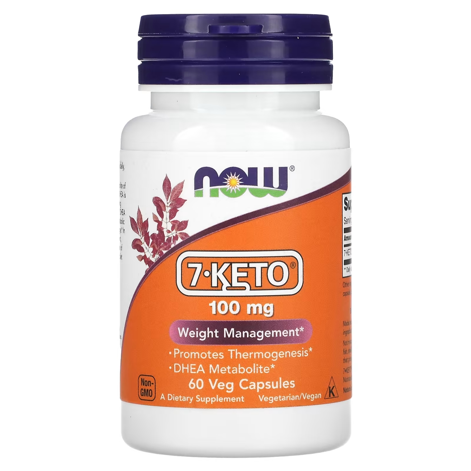 NOW Foods 7-KETO 100 мг, 60 капсул now foods 7 keto leangels 100 мг 120 мягких желатиновых капсул