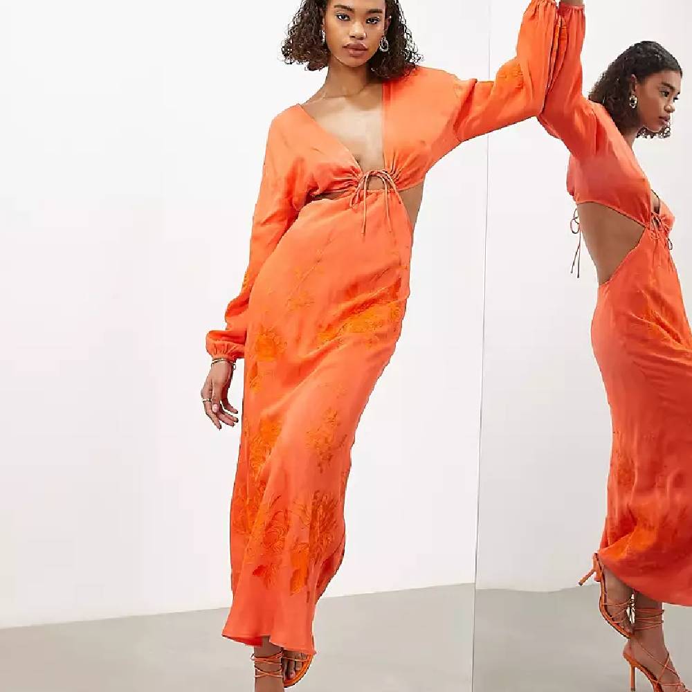 Платье Asos Edition Tonal Floral, оранжевый цена и фото