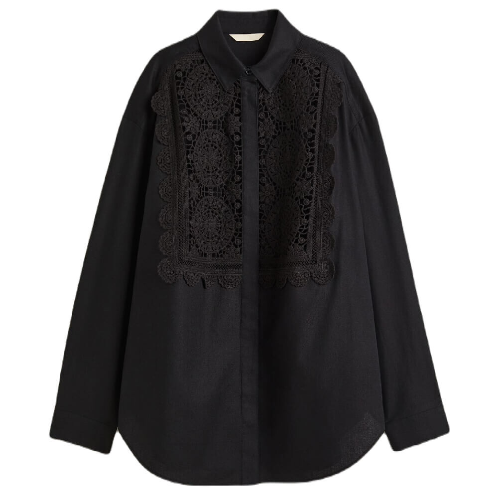 

Рубашка H&M Lace-detail, черный