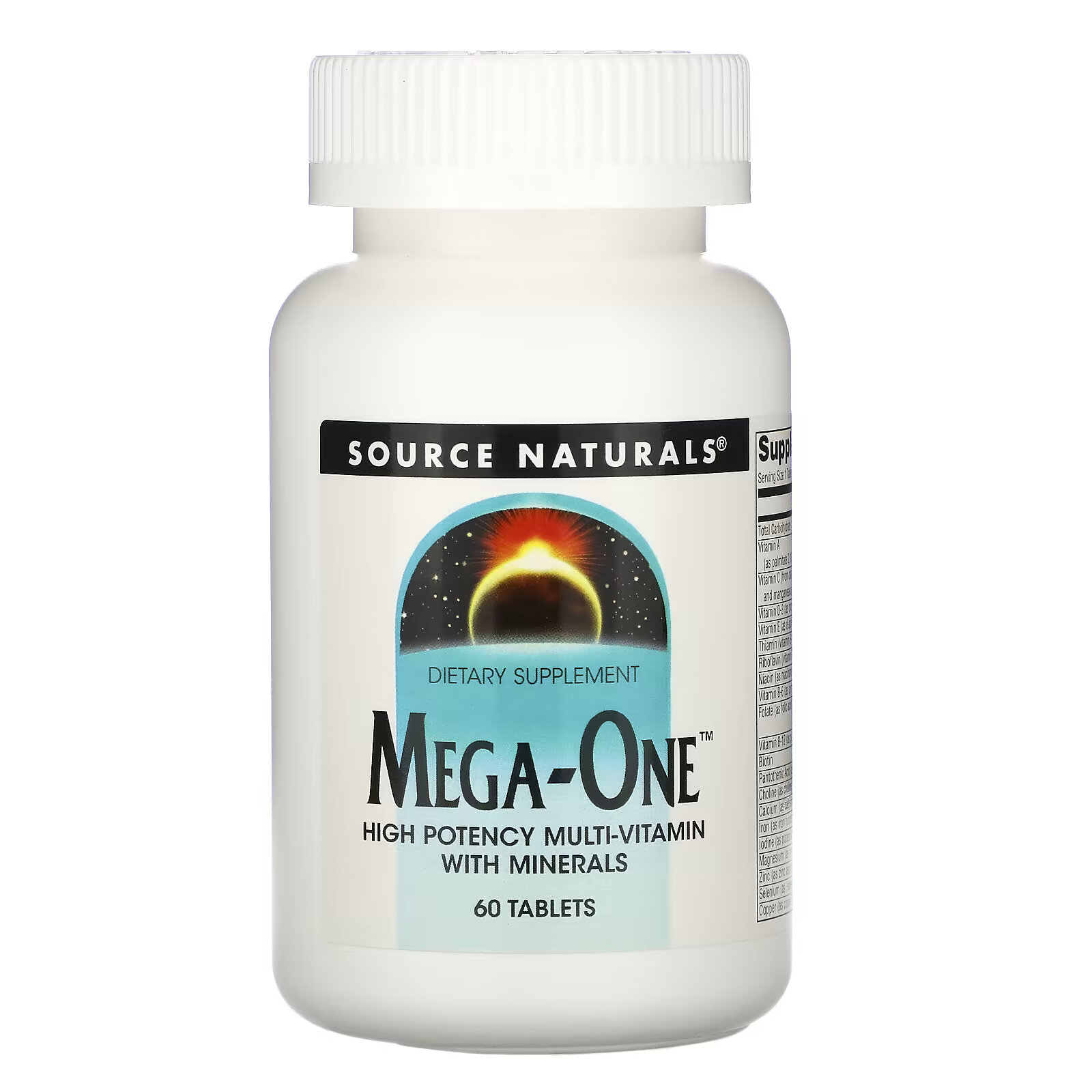 Source Naturals, Mega-One, высокоэффективный мультивитамин с минералами, 60 таблеток source naturals мультивитамины mega one без железа 60 таблеток