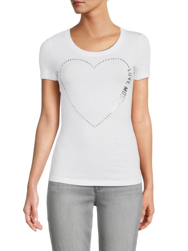 Футболка с принтом crystal heart Love Moschino Optical white