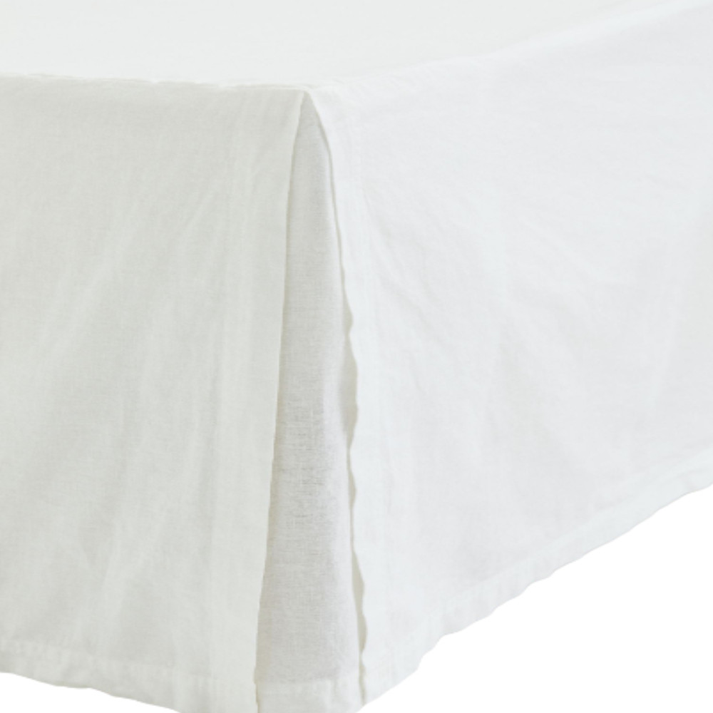 Подзор для кровати из хлопка H&M Home Linen-blend, белый - фото