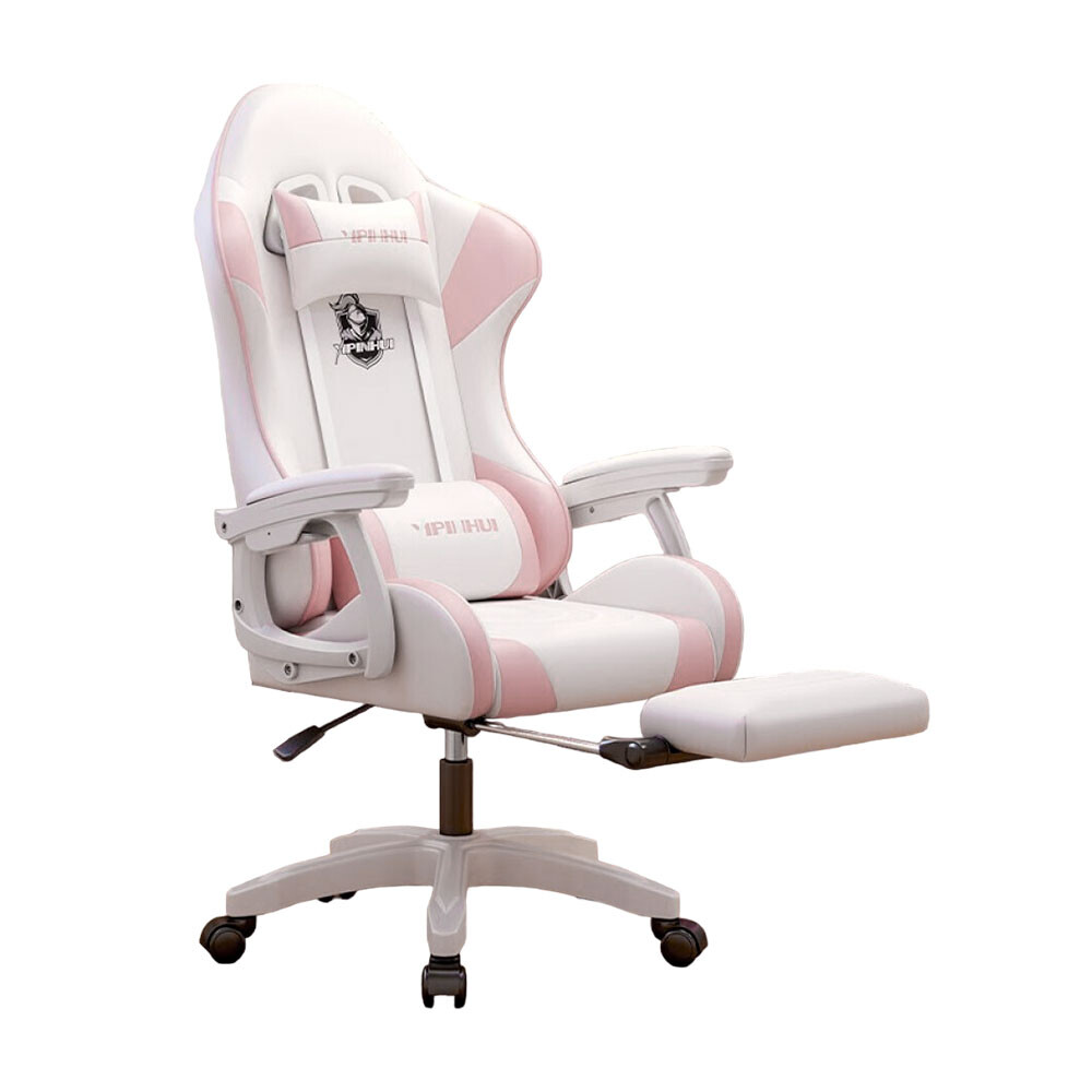 

Игровое кресло Yipinhui DJ-06, 2 Gen, сталь, подставка для ног, белый/розовый