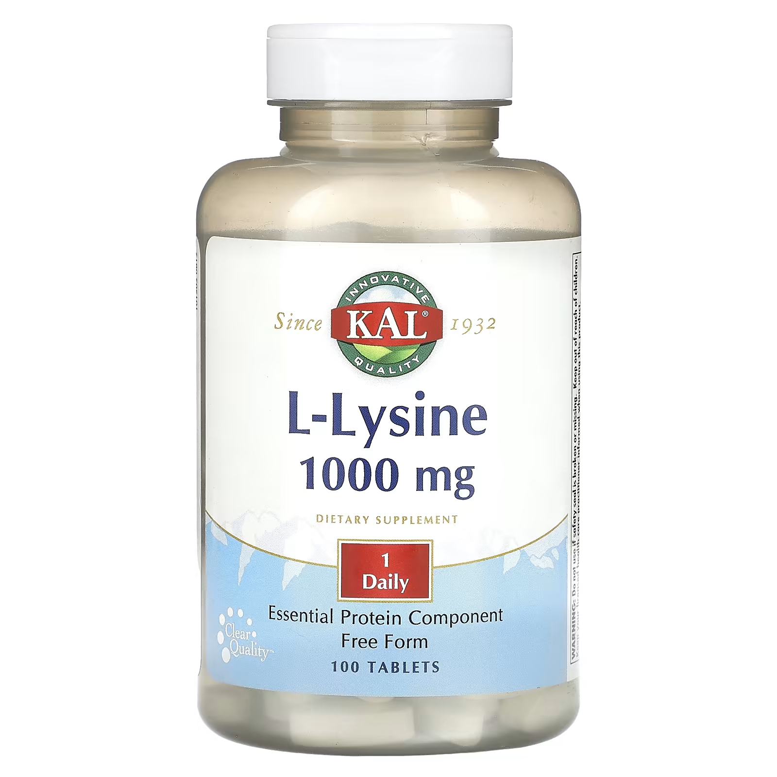 L-лизин Kal 1000 мг, 100 таблеток solgar l лизин в свободной форме 1000 мг 100 таблеток