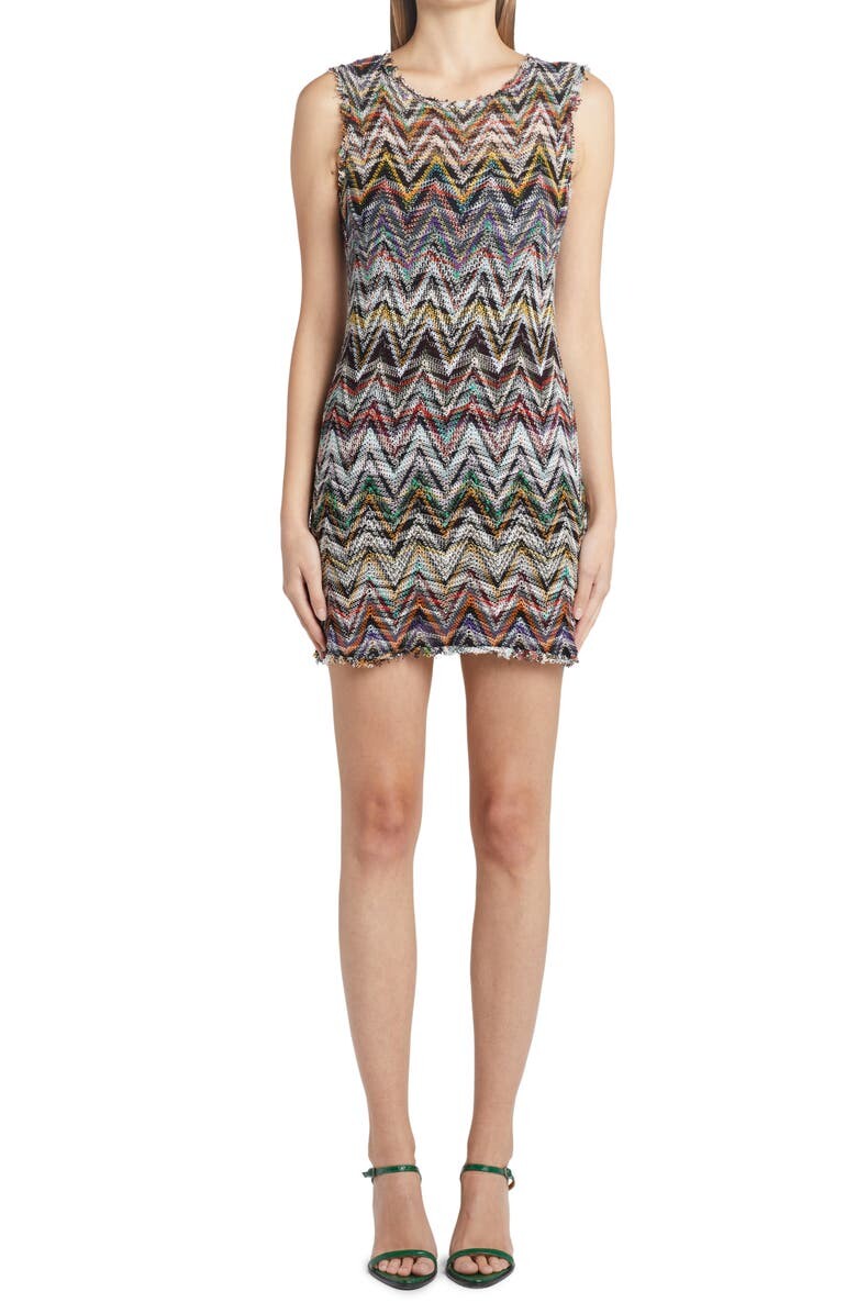 

Трикотажное платье-футляр без рукавов в полоску с узором шеврон MISSONI