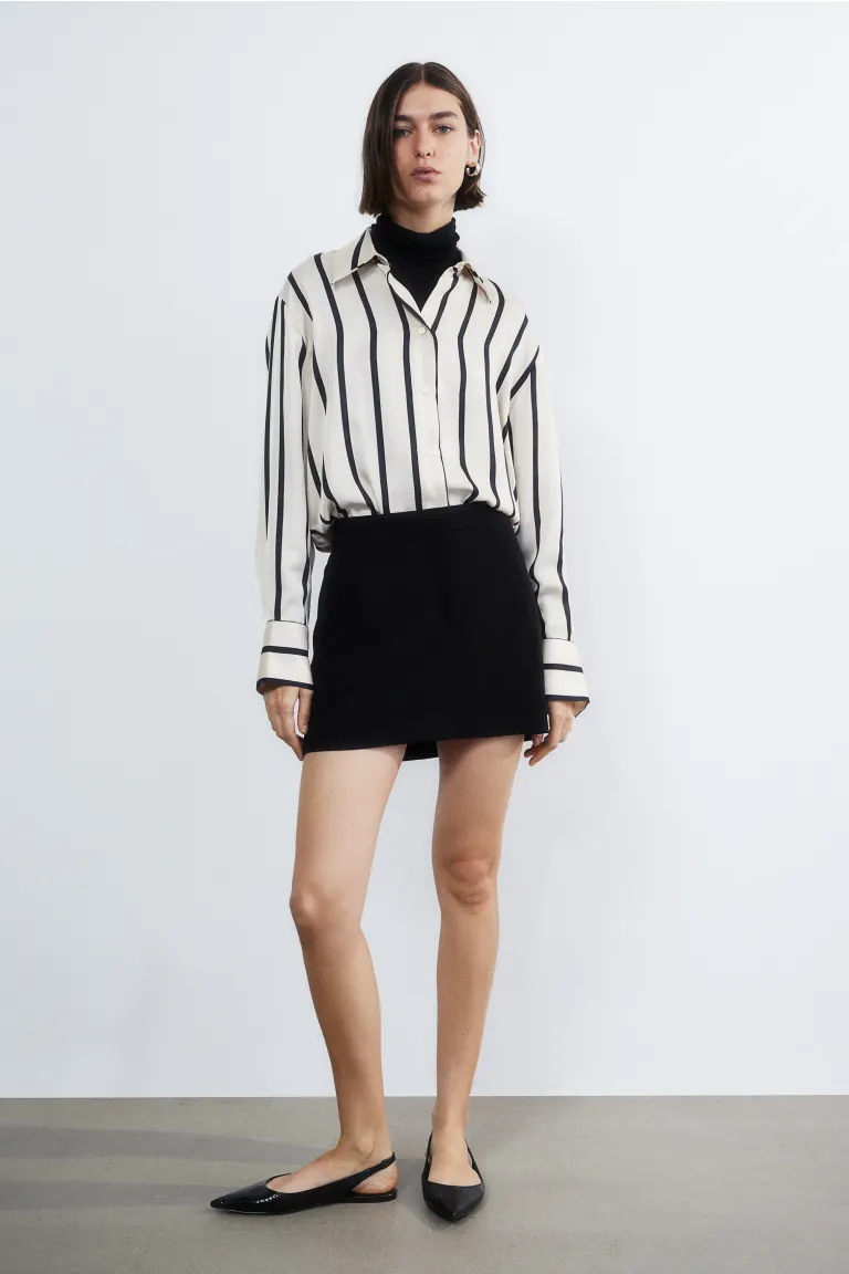 

Атласная рубашка H&M, бежевый