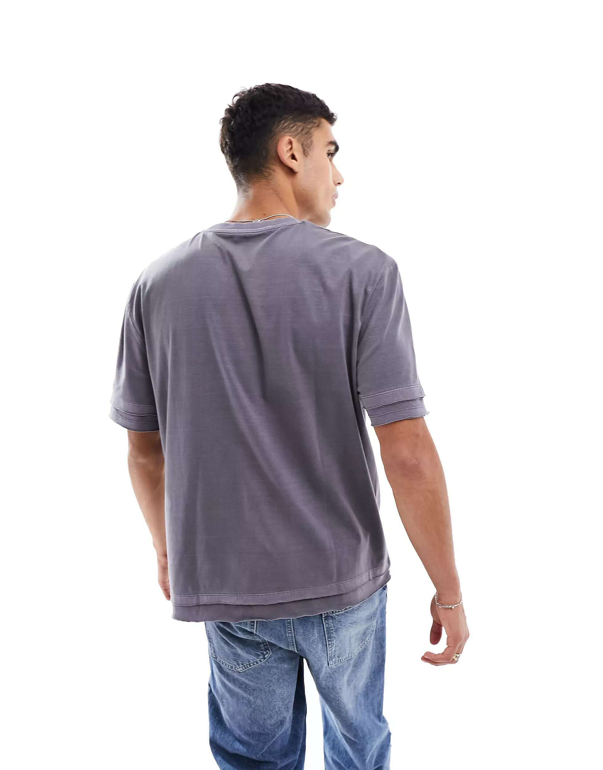 Сердце-серая двухслойная футболка с короткими рукавами и короткими рукавами ASOS