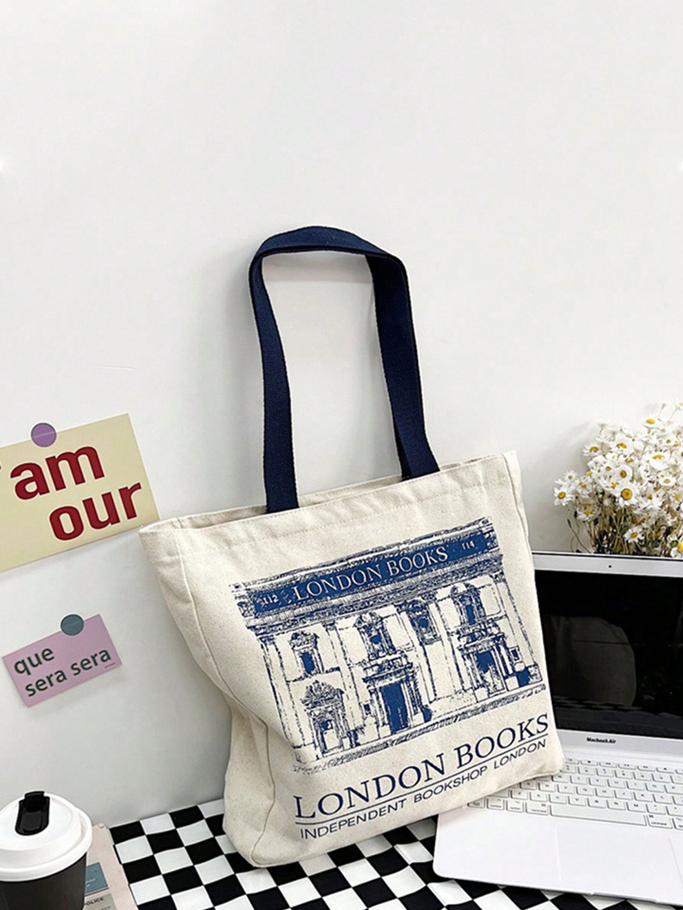 Женская парусиновая сумка на плечо с принтом Лондонских книг, бежевый