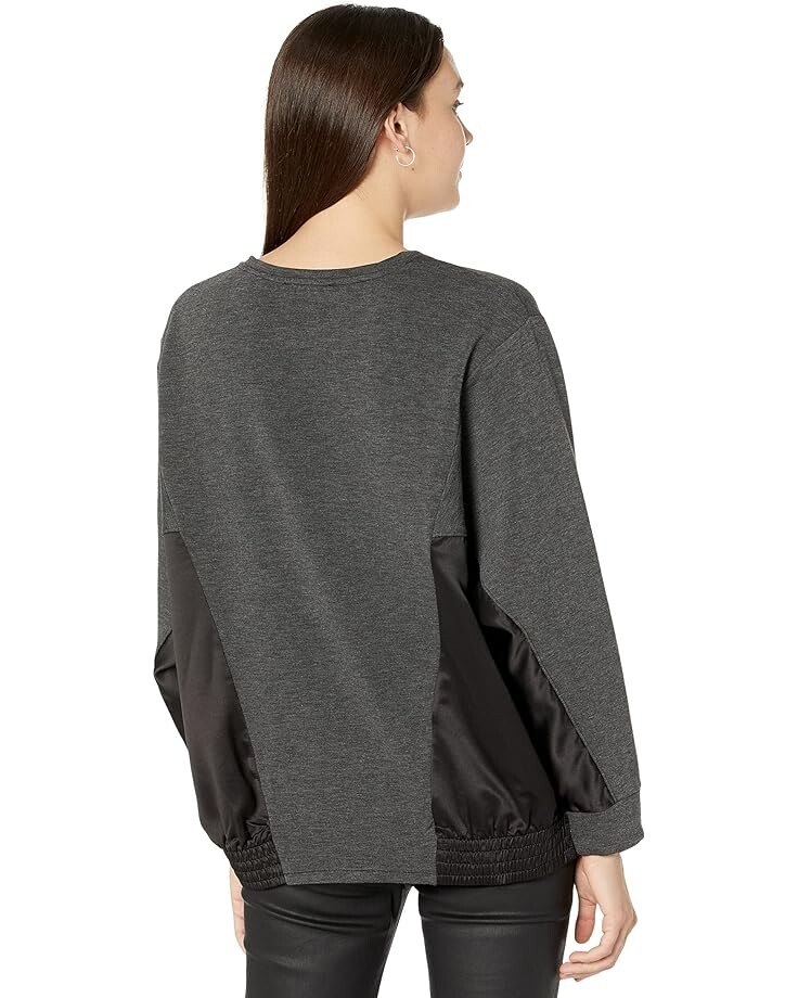 

Пуловер H Halston Long Sleeve Dolman Mix Media Pullover, цвет Heather Charcoal/Black